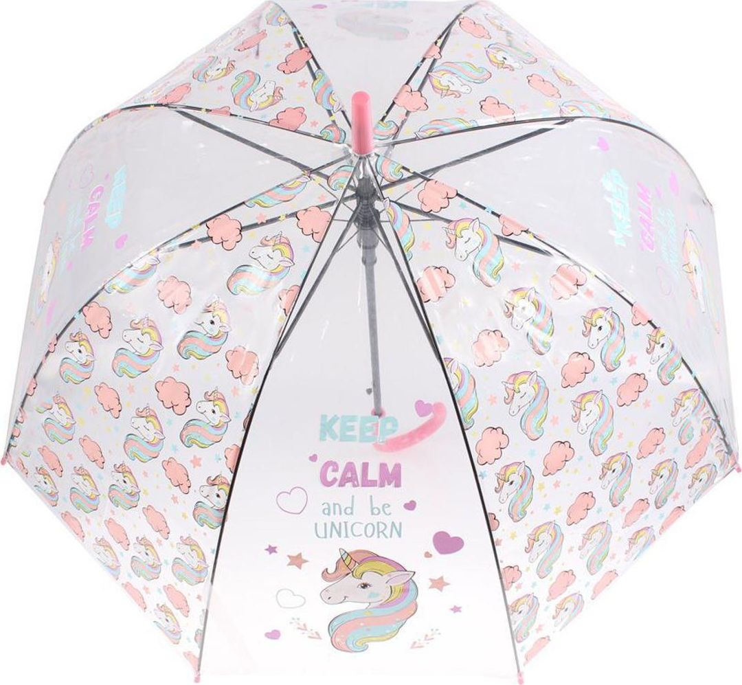 Зонт прозрачный «ЕДИНОРОГ», розовый