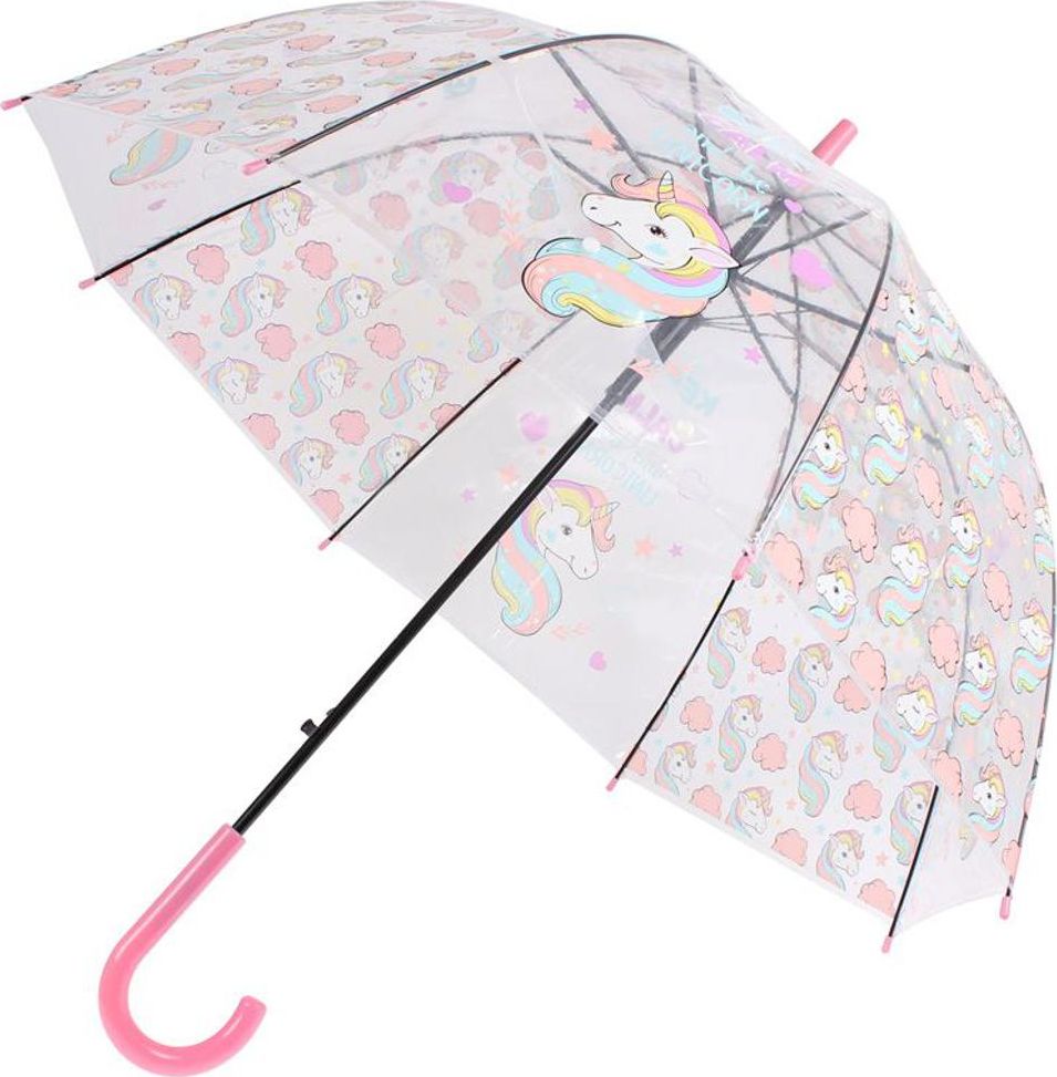 Зонт прозрачный «ЕДИНОРОГ», розовый