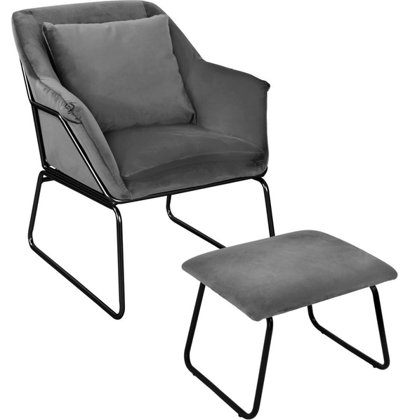 Кресло и оттоманка Alex серые