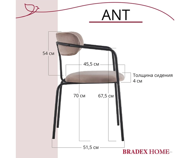 Стул Ant велюр, латте фото #13