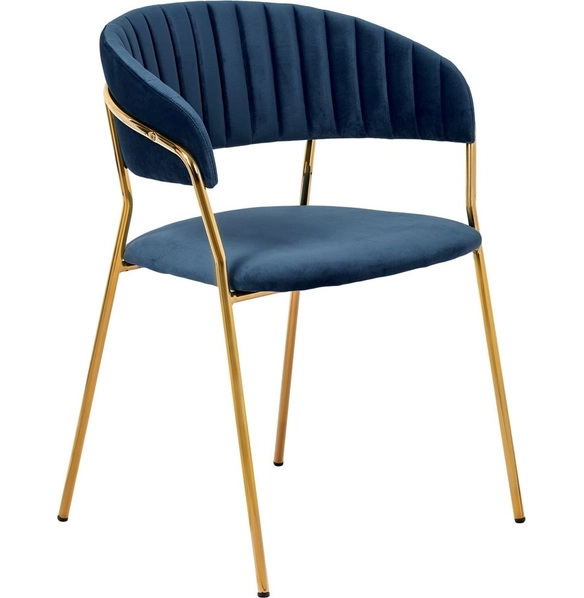Стул Turin синий, золотые ножки