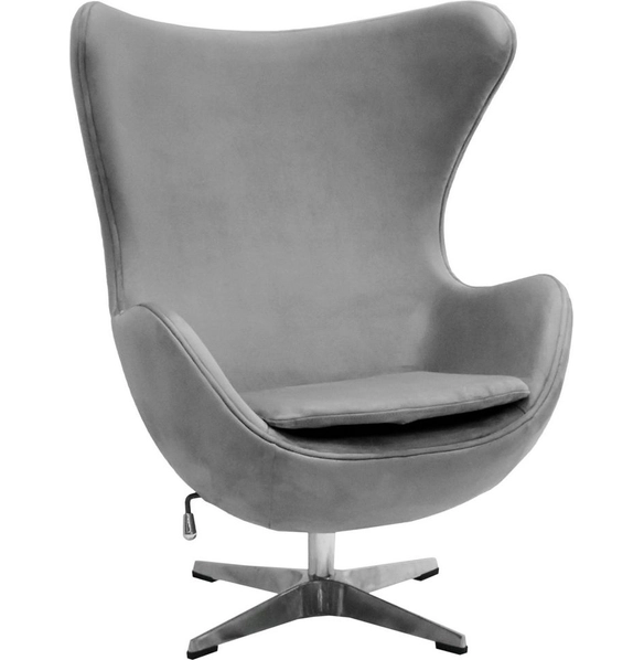 Кресло Egg Style Chair серое, искусственная замша