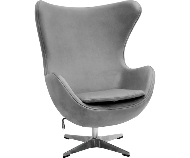 Кресло EGG STYLE CHAIR серый, искусственная замша фото #1