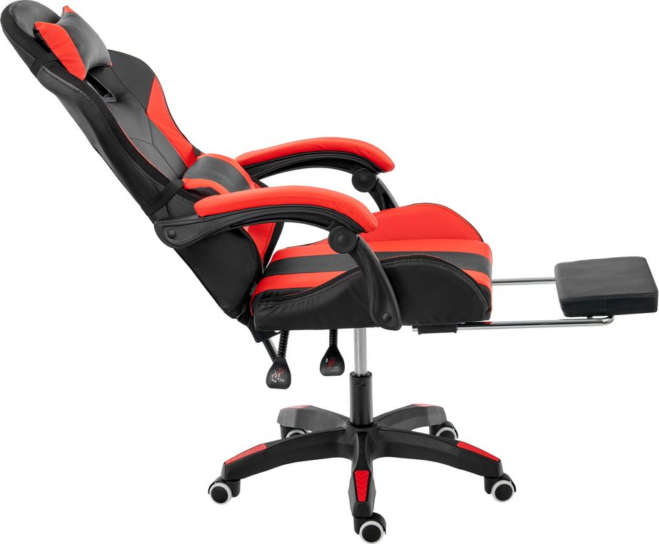 Игровое геймерское кресло Alfa Pro Vision с подножкой и RGB LED подсветкой, чёрный красный