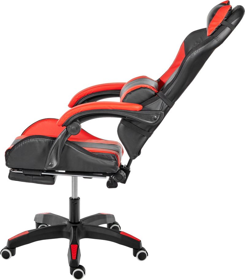 Игровое геймерское кресло Alfa Pro Vision с подножкой и RGB LED подсветкой, чёрный красный