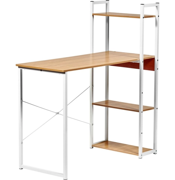 Стол письменный с полками Frame 100x45x110 см, светлое дерево, белый