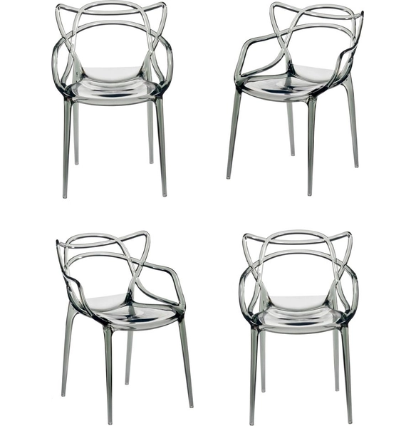 Комплект из 4-х стульев Masters прозрачный серый