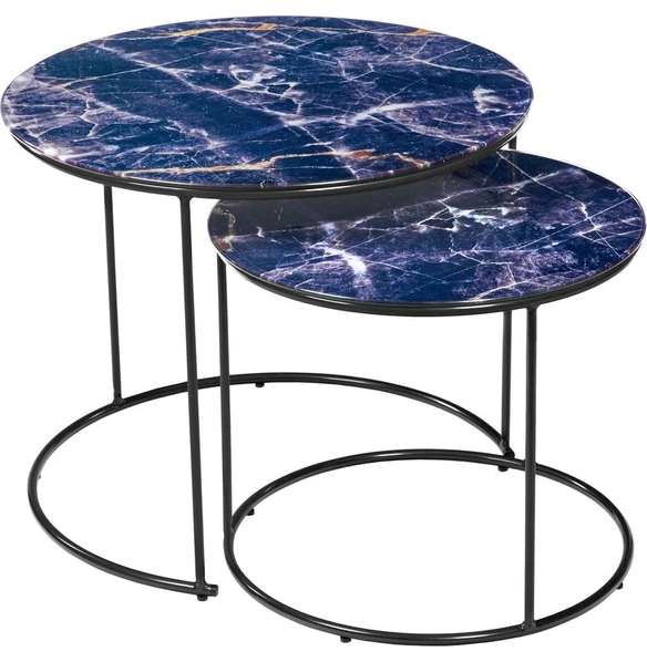 Набор кофейных столиков Tango темно-синий, чёрные ножки, 2шт