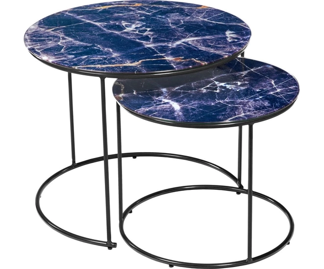 Набор кофейных столиков Tango темно-синий с чёрными ножками, 2шт фото #1