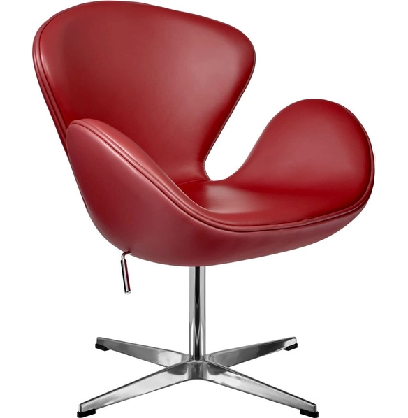 Кресло Swan Style Chair красное, натуральная кожа