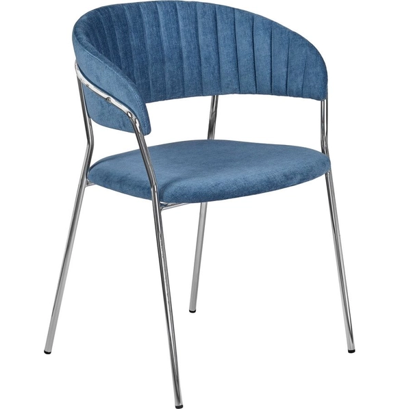 Стул Turin синий вельвет, хромированные ножки