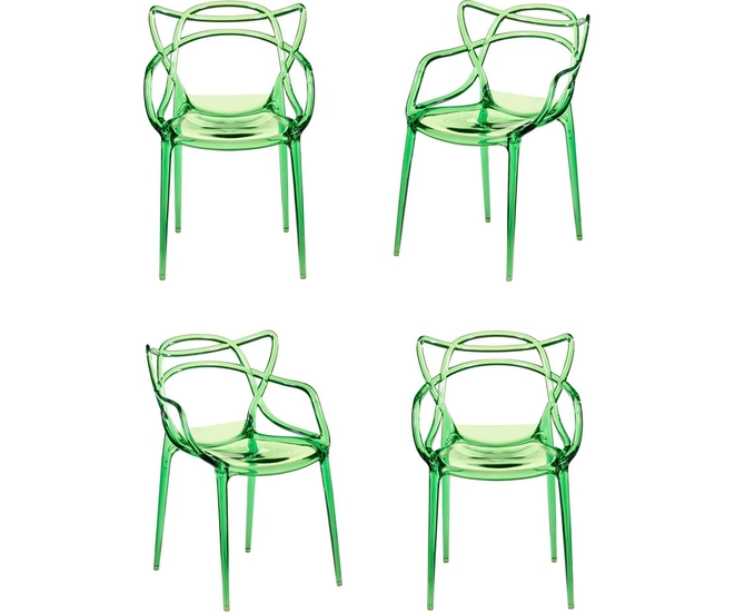 Комплект из 4-х стульев Masters прозрачный зелёный фото #1