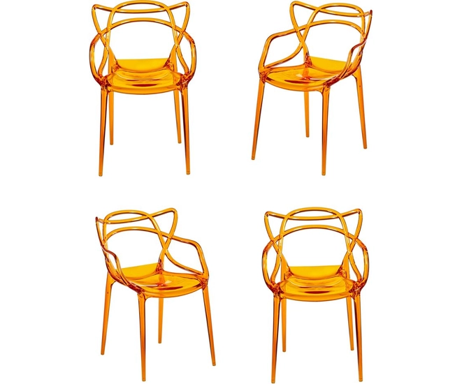 Комплект из 4-х стульев Masters прозрачный оранжевый фото #1