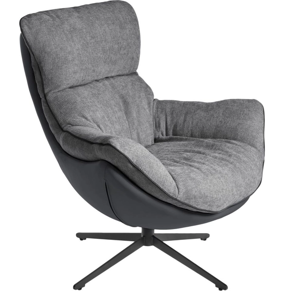 Кресло Hug тёмно-серый, экокожа, шенилл