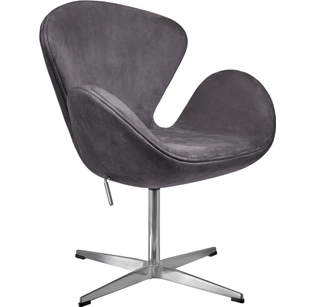 Дизайнерское кресло Swan Style Chair тёмно-серый, искусственная замша
