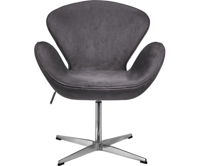 Дизайнерское кресло Swan Style Chair тёмно-серый, искусственная замша фото #2