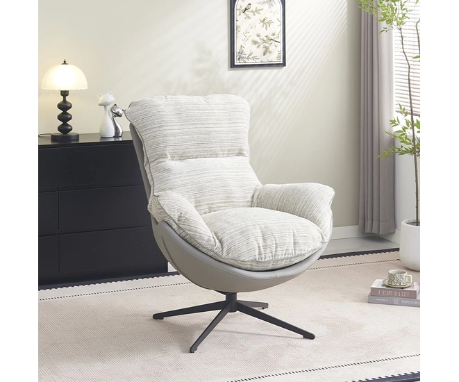 Кресло HUG серый в полоску, экокожа, шенилл фото №2