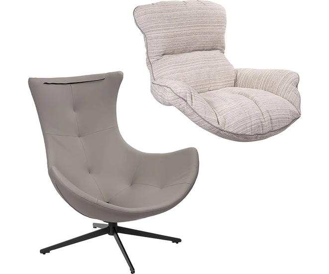 Кресло HUG серый в полоску, экокожа, шенилл фото №15