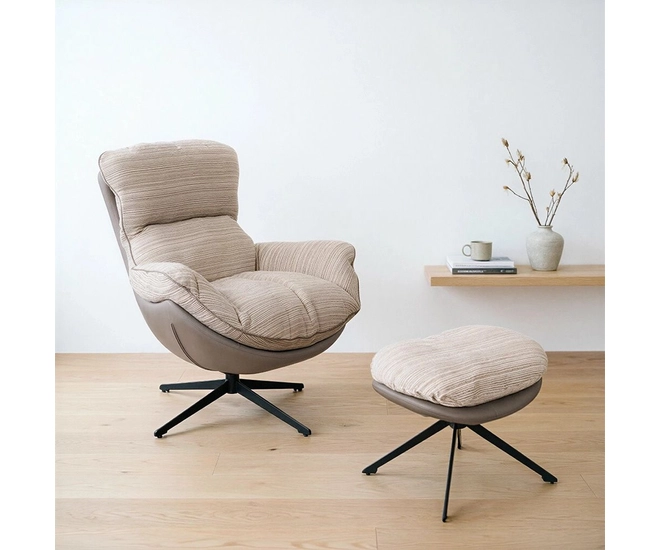 Кресло HUG серый в полоску, экокожа, шенилл фото №19