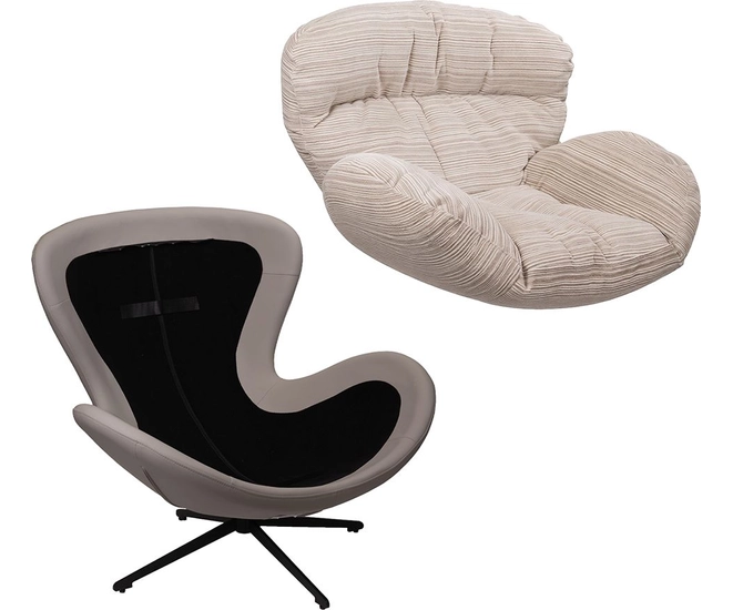 Кресло BLISS серый, экокожа, шенилл фото №17