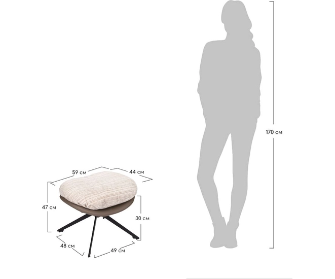 Оттоманка BLISS латте, экокожа, шенилл фото №12