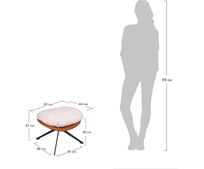 Оттоманка BLISS оранж/серый, экокожа, шенилл фото №11