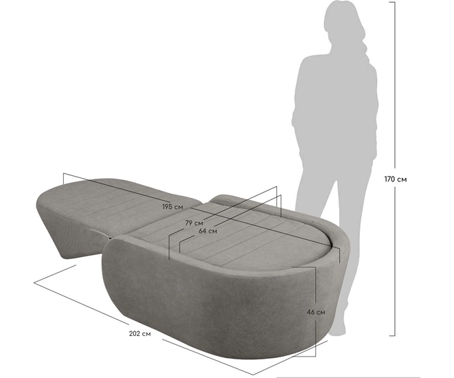 Кресло-кровать Fusion серое фото №26