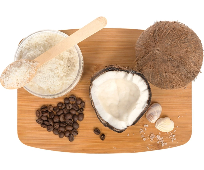 Скраб для тела Питательный, с кокосовой стружкой, маслом какао и морской солью фото #2