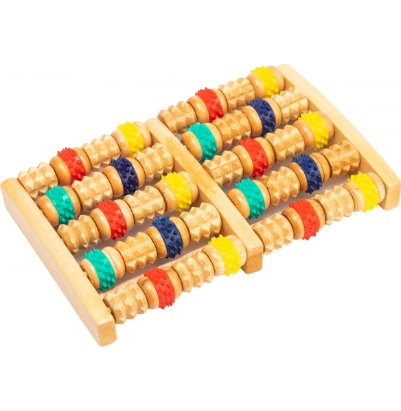 Массажёр для ног деревянный, с резиновыми роликами