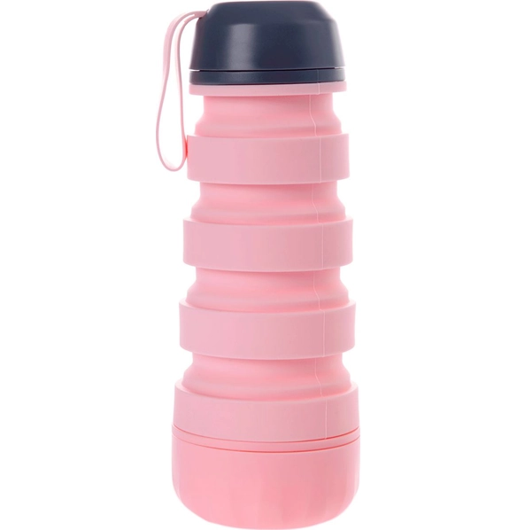 Силиконовая складная бутылка с отсеком для таблеток, BRADEX, розовая