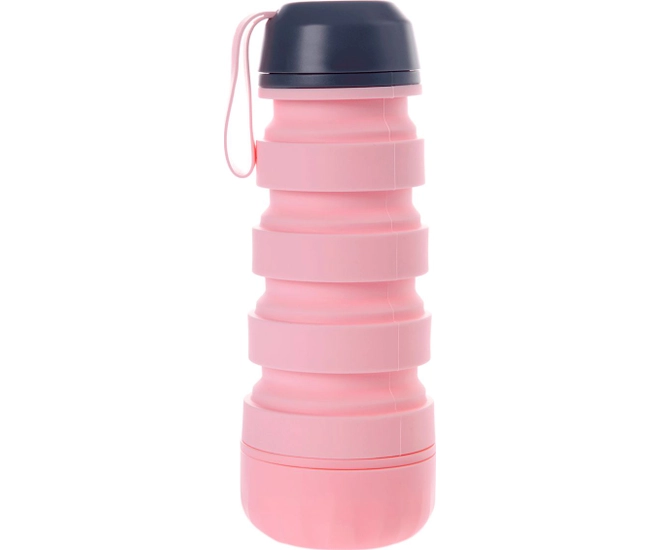 Силиконовая складная бутылка с отсеком для таблеток, BRADEX, розовая фото #1