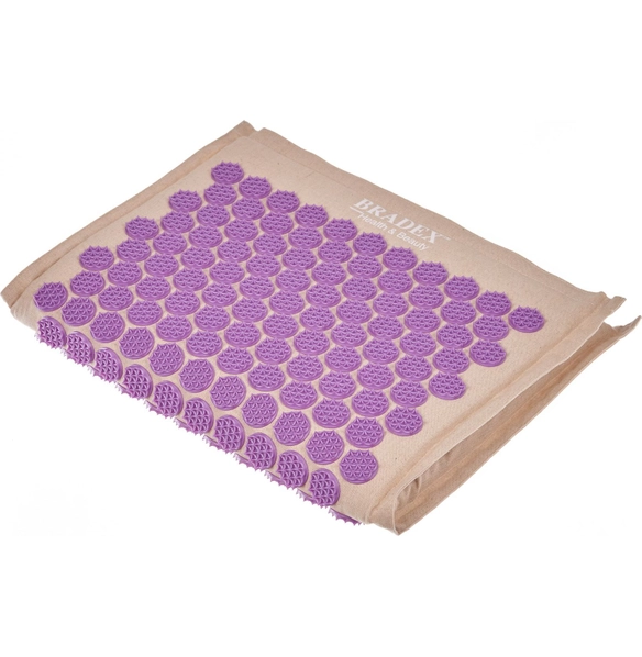 Коврик акупунктурный Нирвана бежевый, фиолетовые шипы