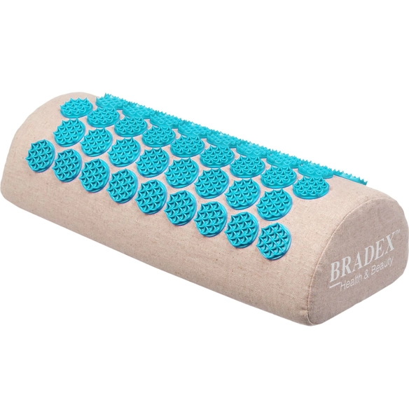 Валик акупунктурный Нирвана бежевый, бирюзовые шипы
