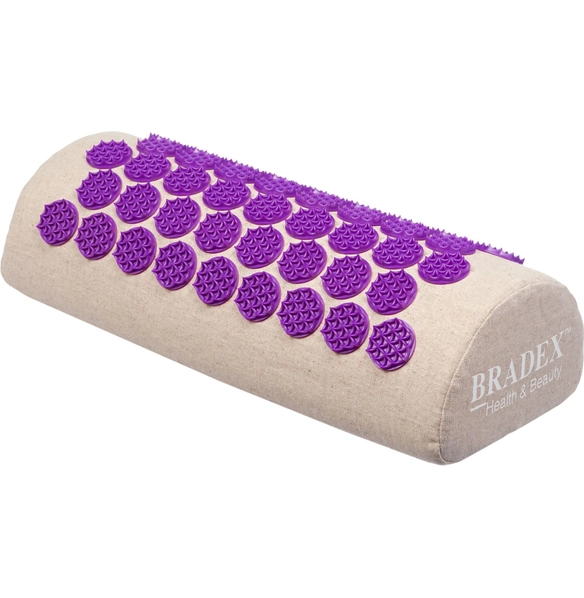 Валик акупунктурный Нирвана бежевый, фиолетовые шипы