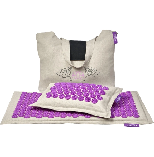 Набор акупунктурный Нирвана бежевый, лиловые шипы