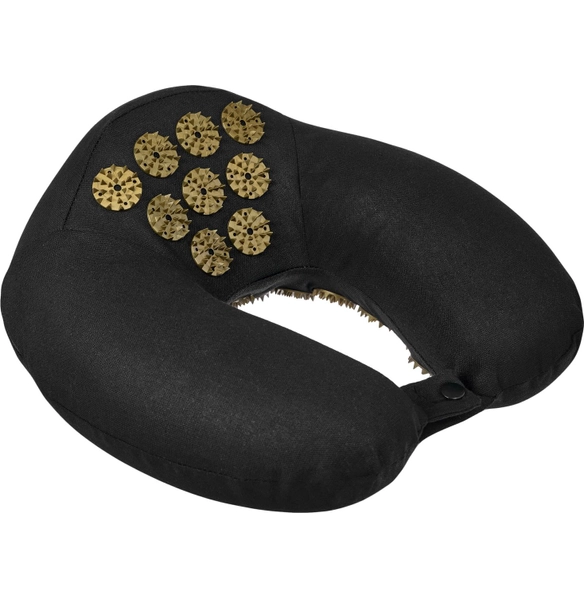 Подушка дорожная акупунктурная Нирвана чёрная, золотые шипы