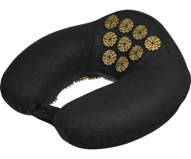 Подушка дорожная акупунктурная Нирвана, чёрная, золотые шипы фото #8