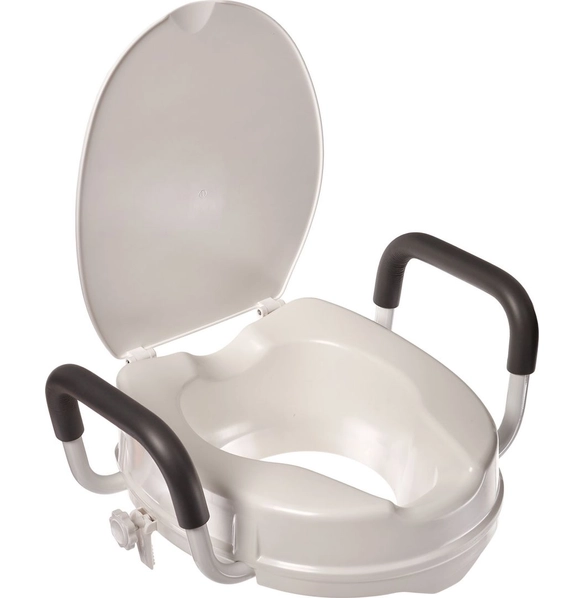 Сиденье-насадка для унитаза с поручнями и крышкой