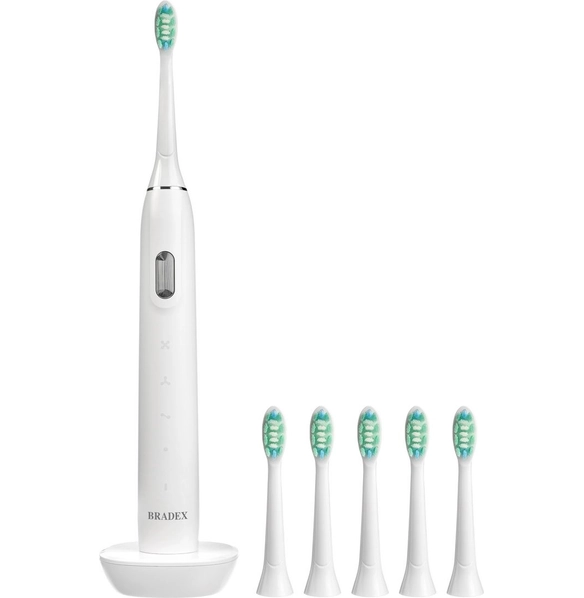 Зубная щётка электрическая Соник Плюс, 6 насадок, белая
