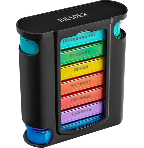 Контейнер для таблеток Неделька, чёрный