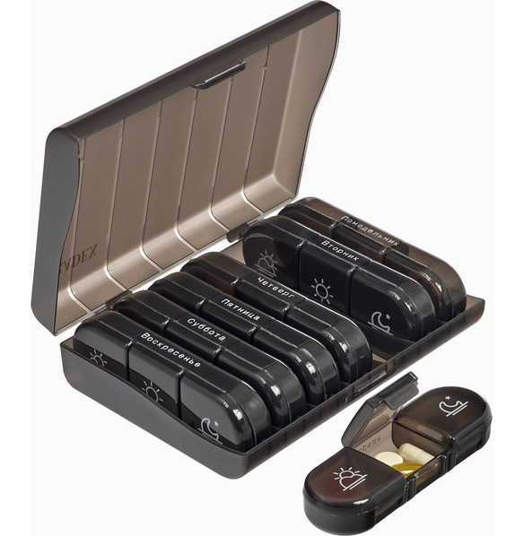 Контейнер для таблеток Здоровье, чёрный