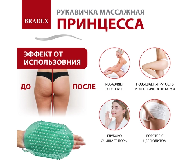Массажер антицеллюлитный массажная варежка Принцесса розовая фото №9
