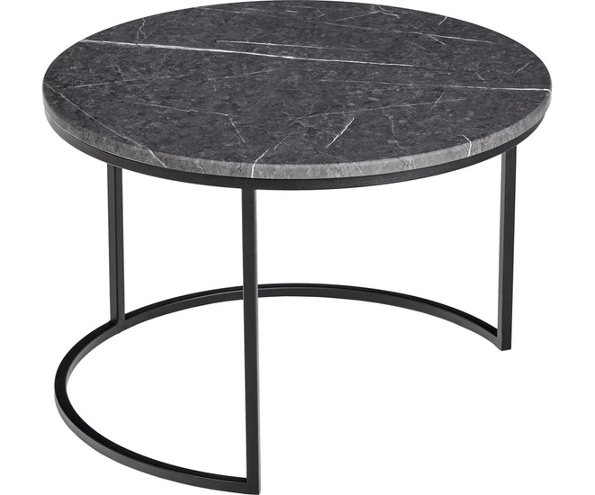 Набор кофейных столиков Tango серый мрамор с чёрными ножками, 2шт фото #4