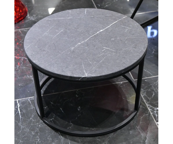 Набор кофейных столиков Tango серый мрамор с чёрными ножками, 2шт фото #20