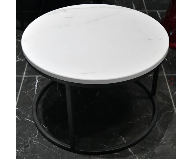 Набор кофейных столиков Tango белый мрамор с чёрными ножками, 2шт фото #17