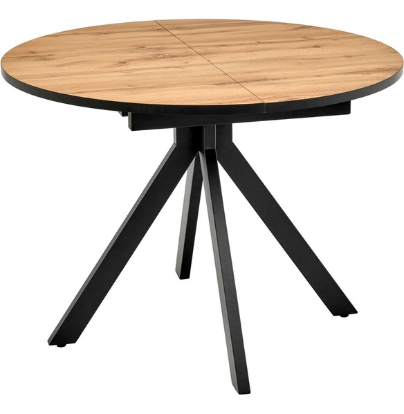 Стол Rudolf круглый раскладной 100-130x100x75 см, дуб Вотан, чёрный