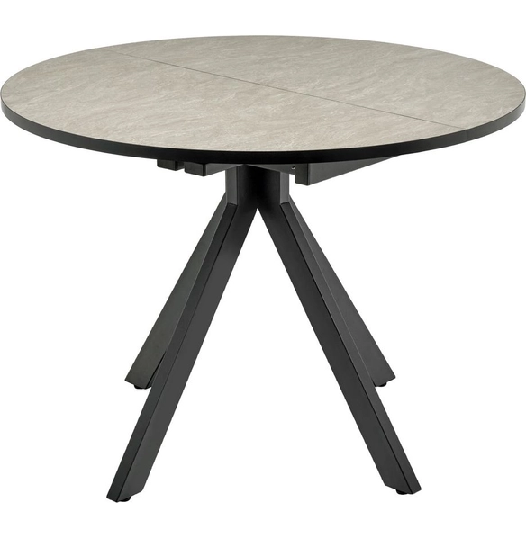 Стол Rudolf круглый раскладной 100-130x100x75см, бетон слюда, чёрный