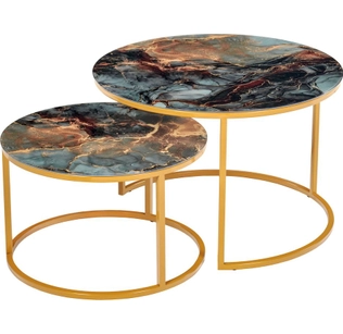 Набор кофейных столиков Tango космический с ножками матовое золото, 2шт