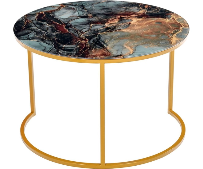 Набор кофейных столиков Tango стекло с фотопечатью космический с ножками матовое золото, 2шт фото #5