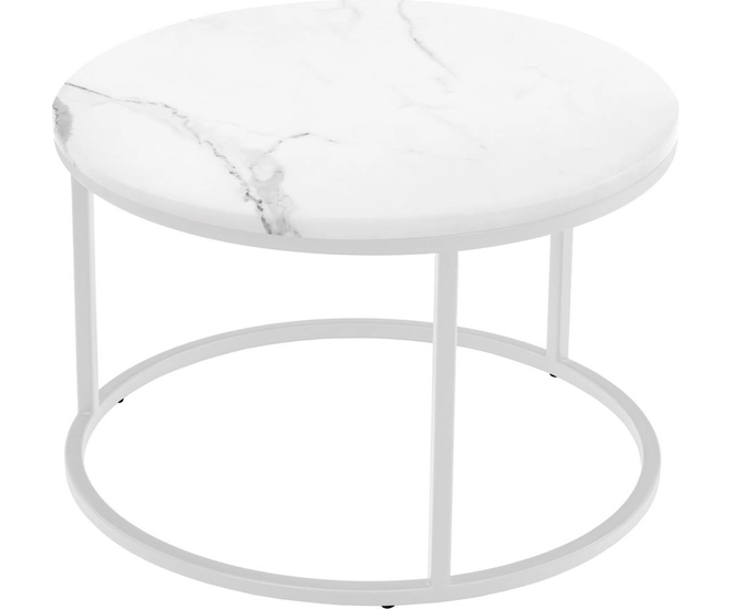Набор кофейных столиков Tango белый мрамор с белыми ножками, 2шт фото #5